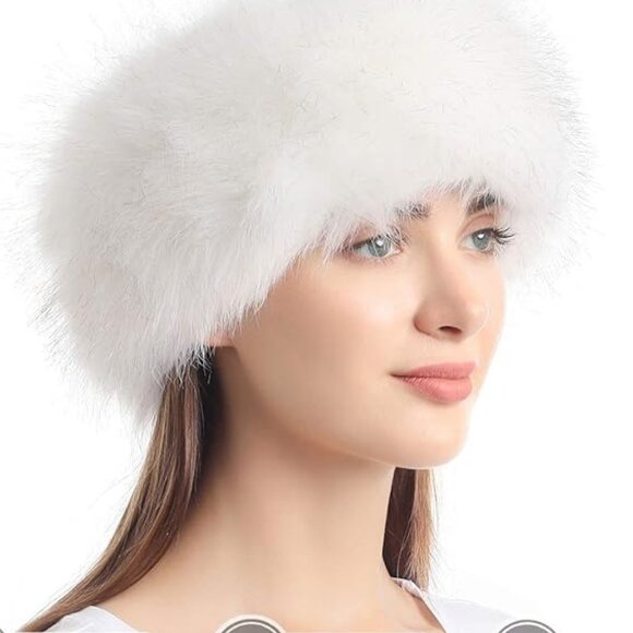 Faux Fur White Headband